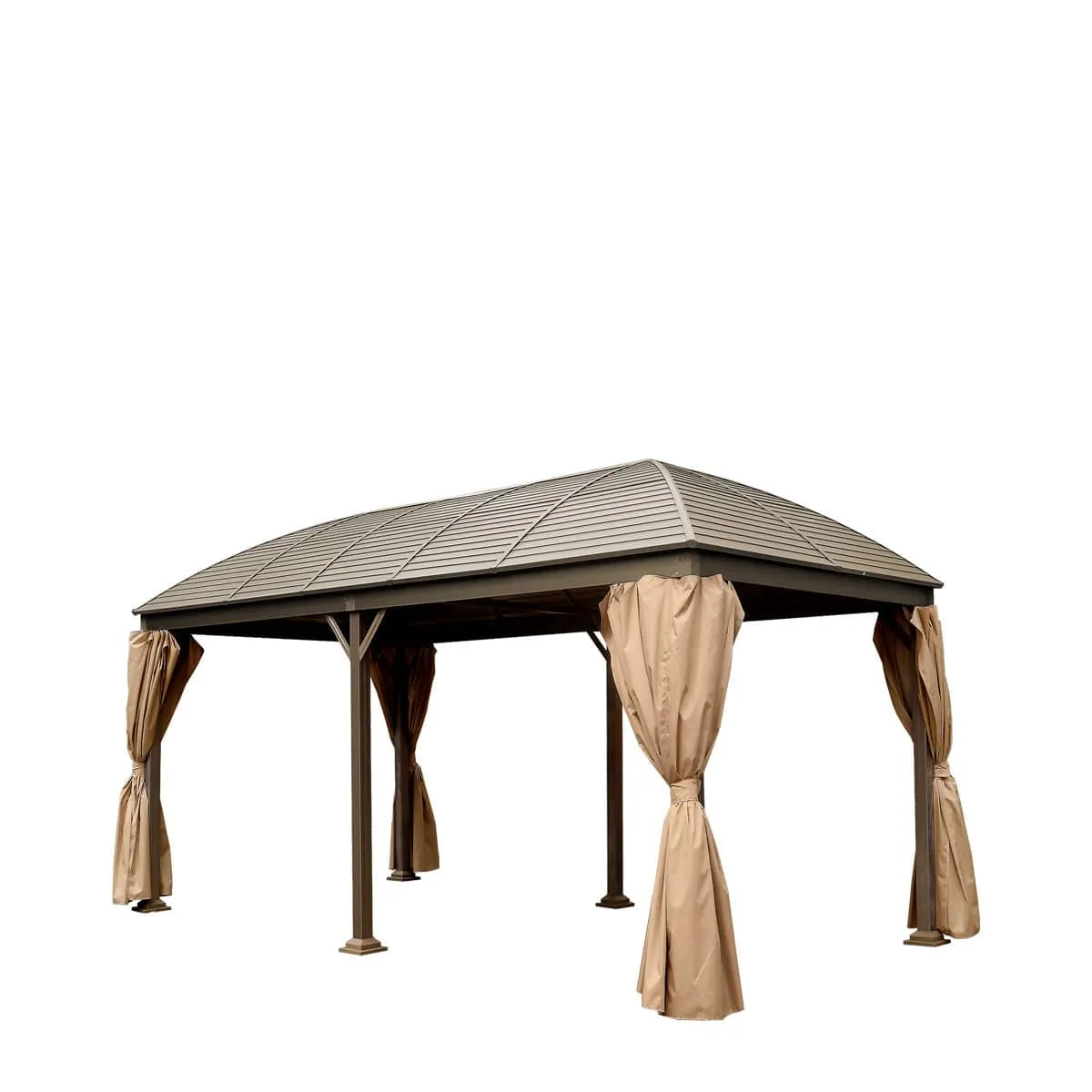 TMG Industrial 10’ x 20’ Hardtop Curved Steel Roof Patio Gazebo, Mosquito Nets & Curtains Included, TMG-LGZ20