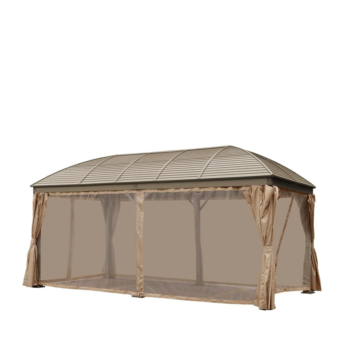 TMG Industrial 10’ x 20’ Hardtop Curved Steel Roof Patio Gazebo, Mosquito Nets & Curtains Included, TMG-LGZ20