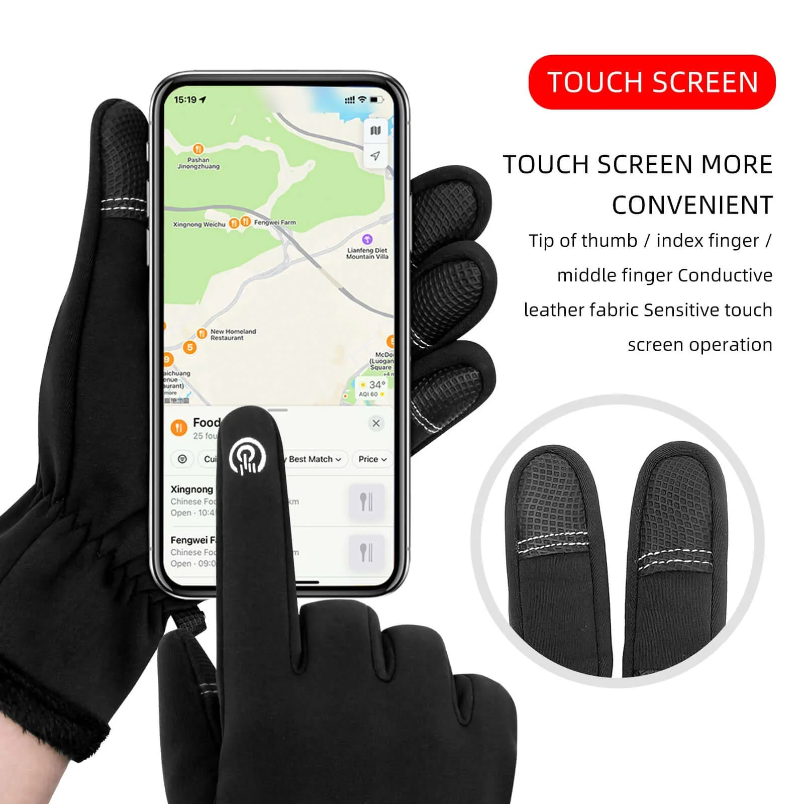 Winter Warm Gloves Touch Screen Gloves for Men Women Anti-Slip Driving