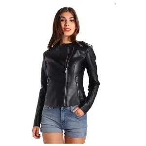 Women Elegant Fashion Leather Jacket