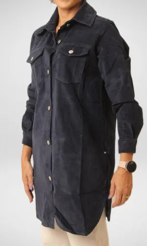 Women Velvet Shirt/ Jacket - Dark Blue