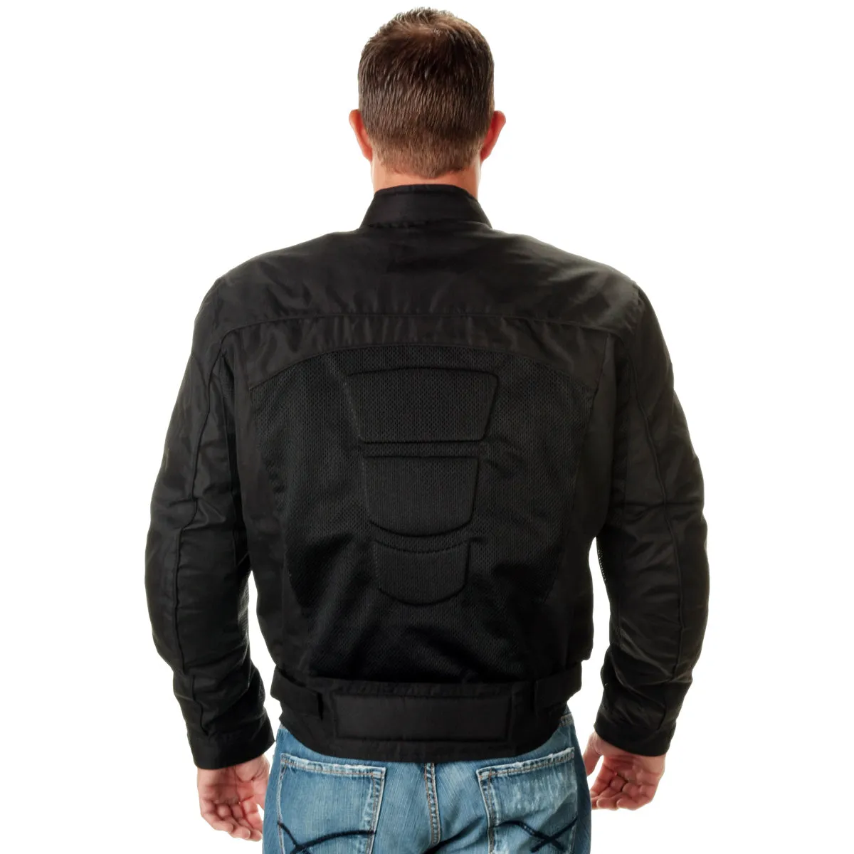 Xelement CF380 Men's 'Devious' Black Mesh Jacket with CE X-Armor Protection